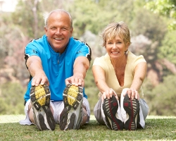 senior couple exercising